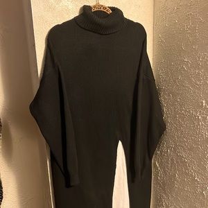 Black Split Hem Sweater Dress
